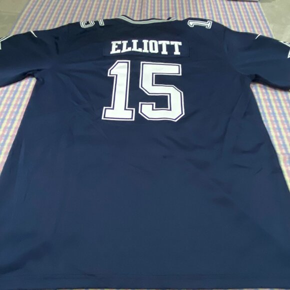 Dallas Cowboys Navy Blue Jersey Elliott No. 15 - Picture 5 of 7